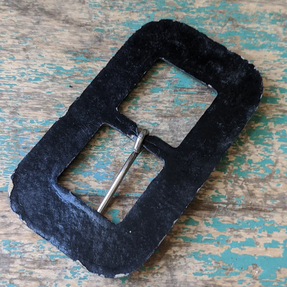 Bundle of 4 Vintage Buckles - Wood, Lucite, Faux Leather Tight Top, Cardboard